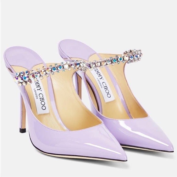 Jimmy Choo Shoes - New JIMMY CHOO Bing 100 Lilac crystal-embellished patent-leather mules $1,095